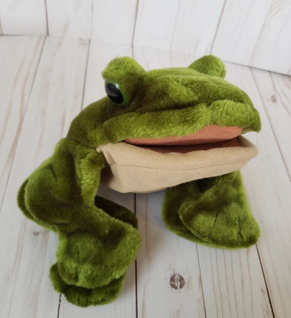 FOLKMANIS PLUSH GREEN Frog Toad Full Body Hand Puppet Stuffed Animal $9