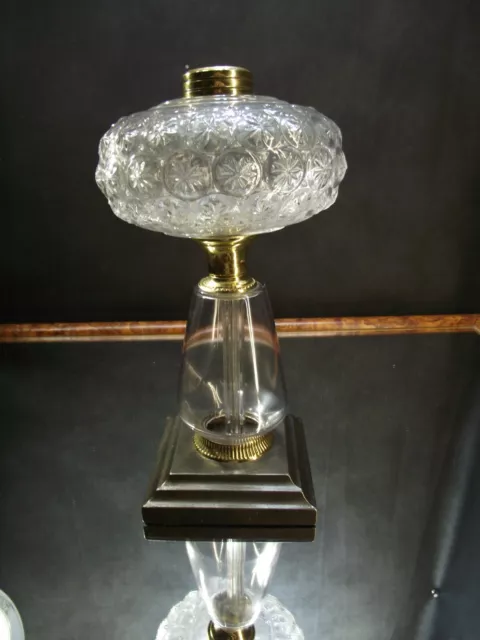 1880's Antique Fancy EAPG DAISY Glass Kerosene Oil Lamp