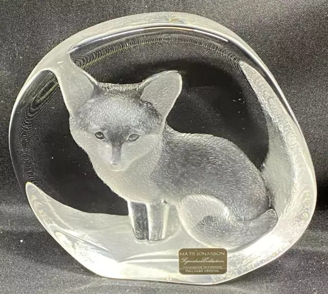 Mats Jonasson "FOX" Art Crystal Sculpture ~ Sweden ~ Signature Collection