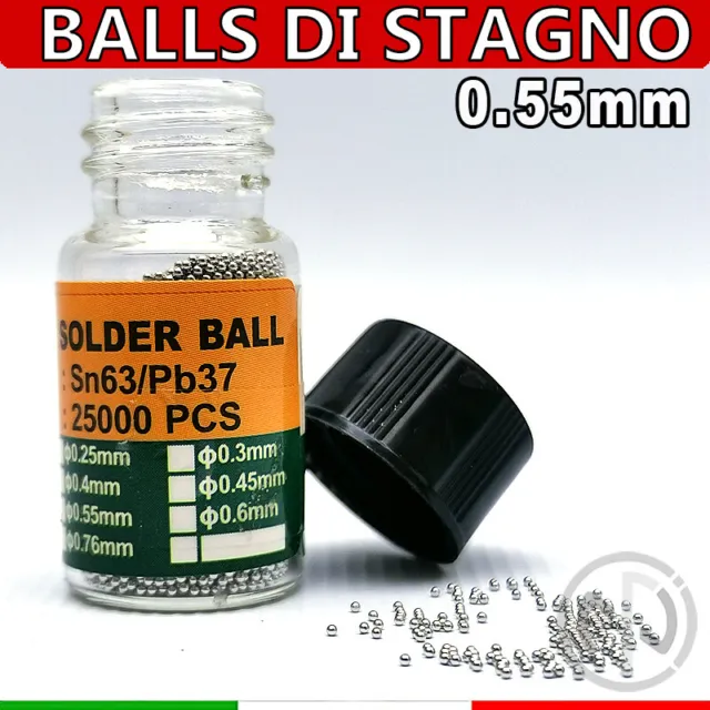 Pallini Di Stagno Solder Balls 0,55mm Palline 25000pcs SnPb Reballing BGA flux