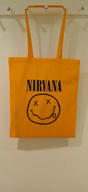 Nirvana Cotton Tote bag custom colourway Orange and Black Classic Vintage