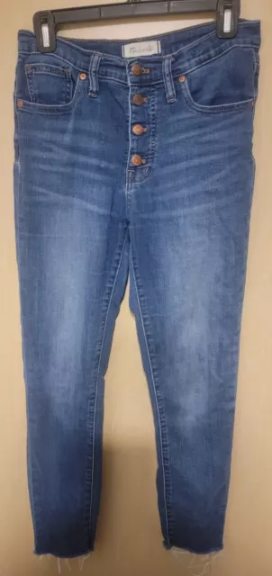 Madewell 9 inch high rise skinny leg jeans womens size 27 Medium Wash Raw Hem