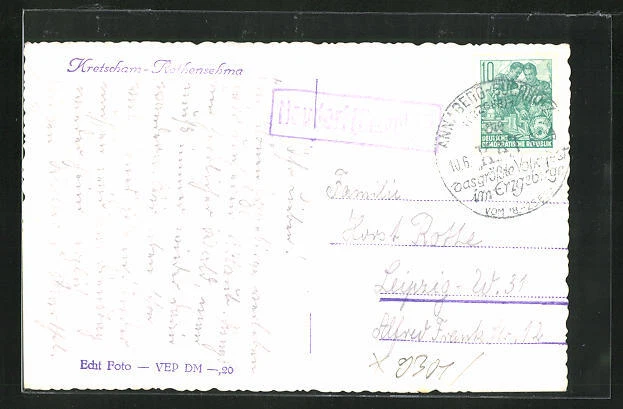 Ansichtskarte mit Landpoststempel Neudorf Erzgeb 2