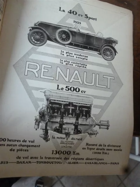 RENAULT 40 CV sport automobile 16 publicité papier ILLUSTRATION 1925 col