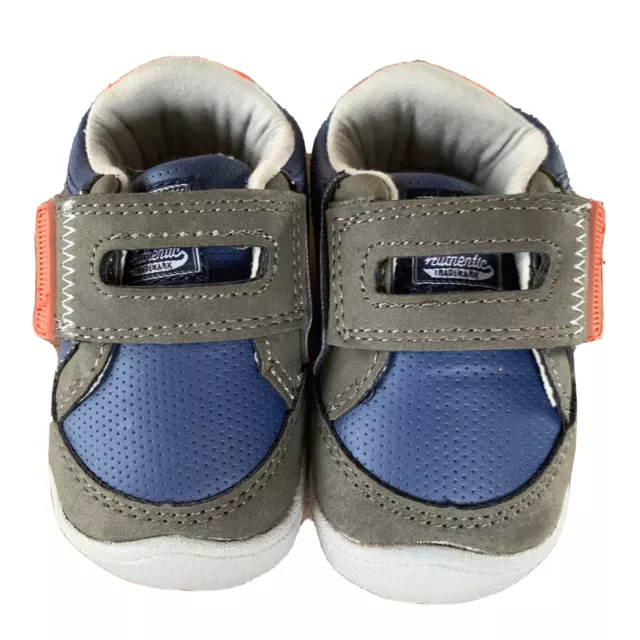 Carter's Every Step Stage 1 Crawl Toddler's Baby Shoes Size 3 Navy Grey Orange