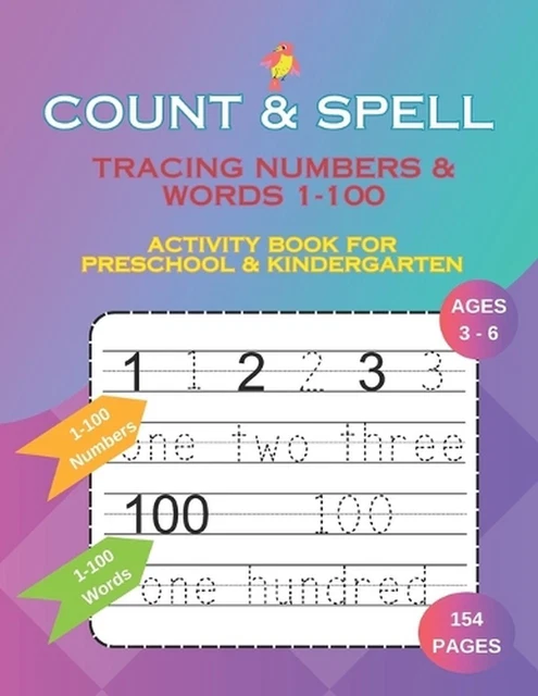 TRACING NUMBERS & Words 1-100: Activity Book for Preschool and ...