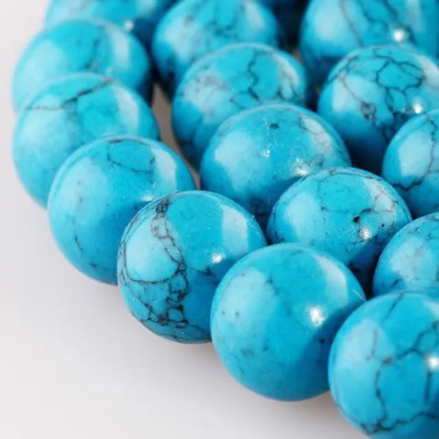 Natural 10mm Blue Turkey Turquoise Gemstone Round Loose Beads 15'' Strand