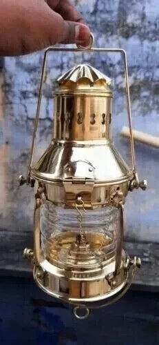 Lampe à Pétrole Ancre En Laiton – Style Nautique – Reproduction Vintage Faite Main