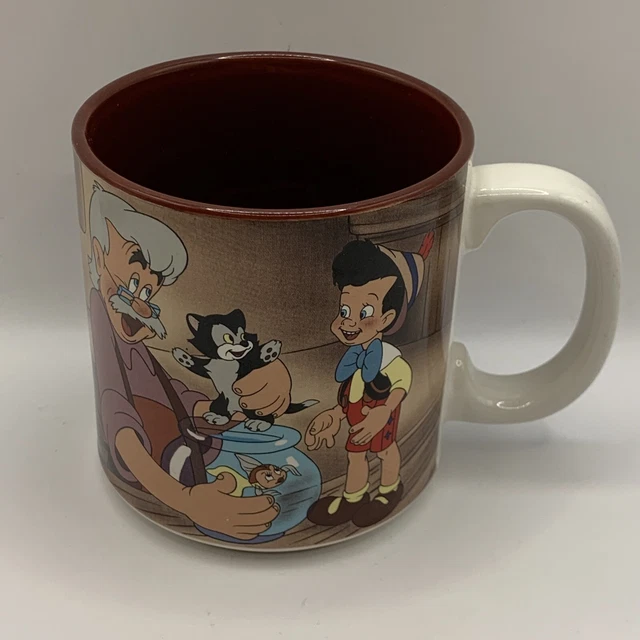 Vintage Walt Disney Pinocchio Geppetto Jiminy Cricket Coffee Cup Mug