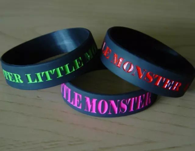 Set of 3 Lady Gaga Little Monster Wristband 3/4 Wide Bracelet Black