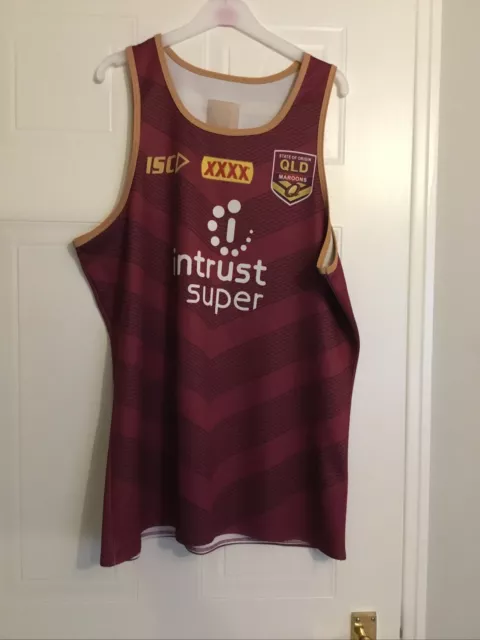 Queensland QLD Maroons State of Origin Rugby League Shirt L -ISC sleeveless Vest