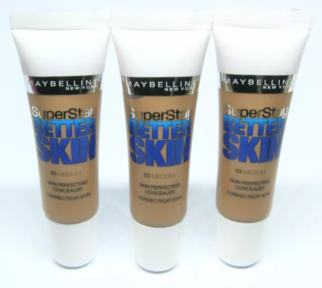 3 x MAYBELLINE SuperStay BETTER SKIN CONCEALER  03 MEDIUM