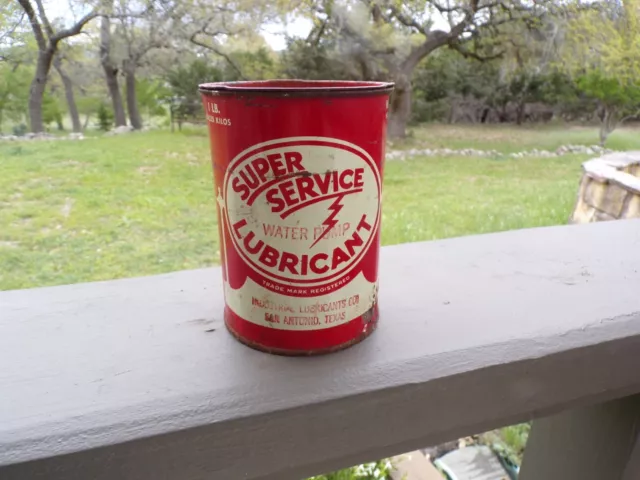 Vintage Super Service Lubricant "Water Pump" One Pound Grease Can - Full