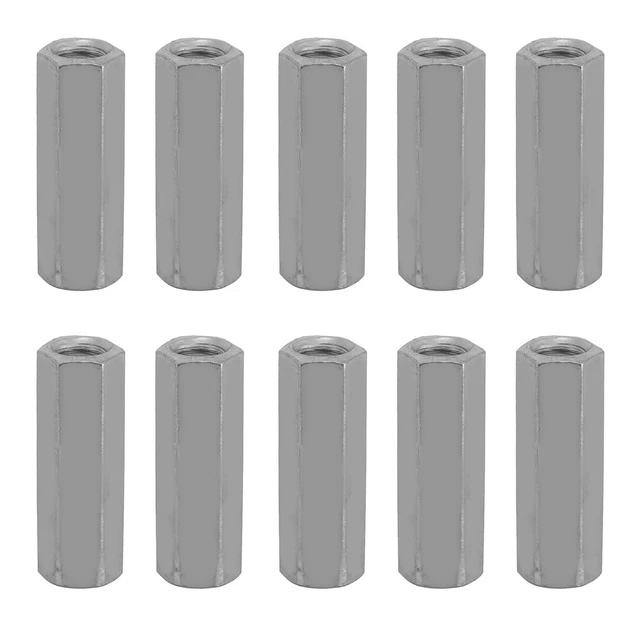 10pcs Long Rod Nut Hex Hexagonal Sleeve Nut Standoff Threaded Fasteners M6 * 25