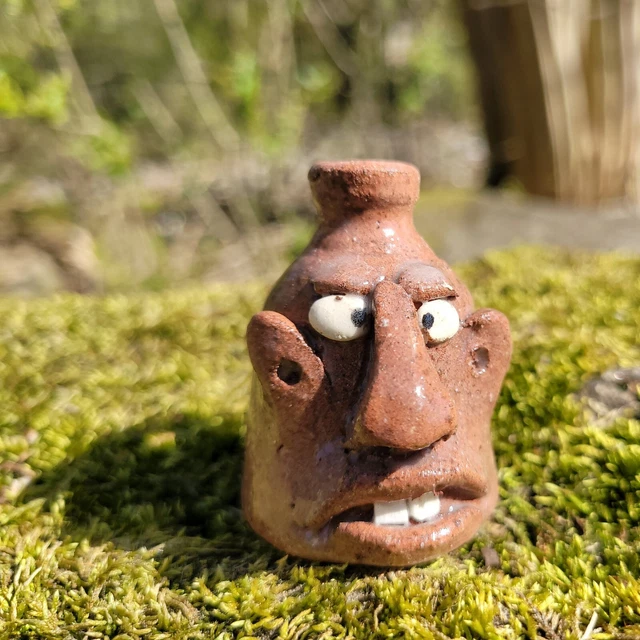 2" Mini Brown Face Jug by Wayne Hewell