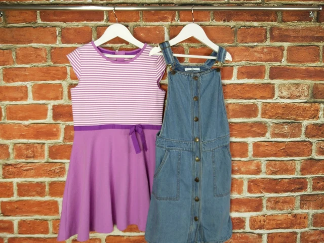 Girls Bundle Age 10-11 Years M&S Lands End Pinafore Denim Dress Summer Set 146Cm