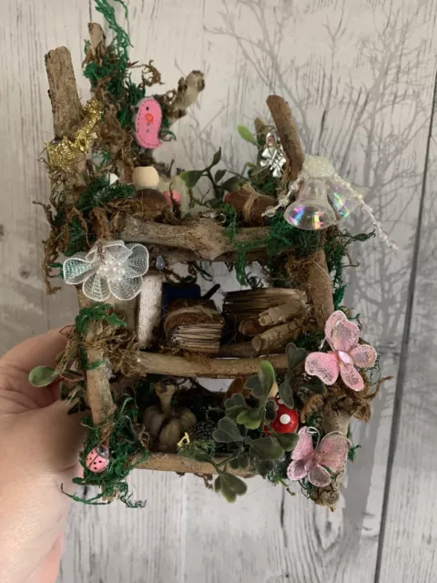 Decorative miniature natural wood fairy magical shelf, handcraft , unique gift
