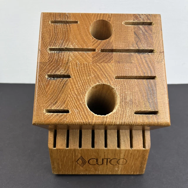CUTCO Homemaker 18 Slot Honey Oak Wood Knife Storage Block 8 Steak Slots