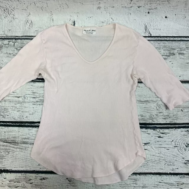 Michael Stars Women's 3/4 Sleeve Top [Size OSFM] V-Neck Pale Pink