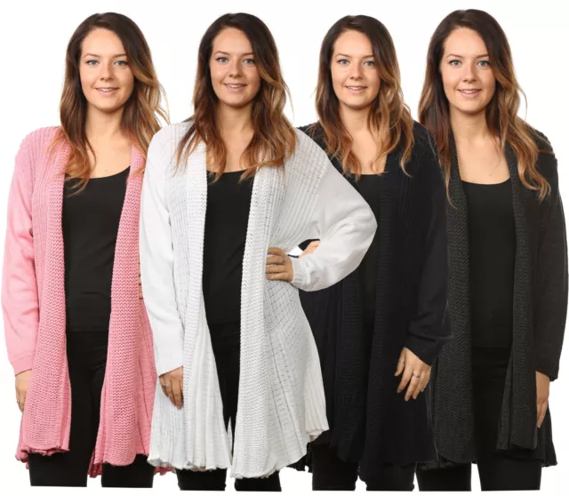 Ladies Women's Knitted Waterfall Cardigans Tops Sweaters Full Sleeves Plus Sizes