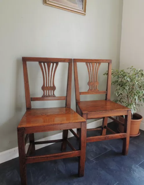 Pair of Beautiful Antique Victorian Solid Oak Hall Chairs