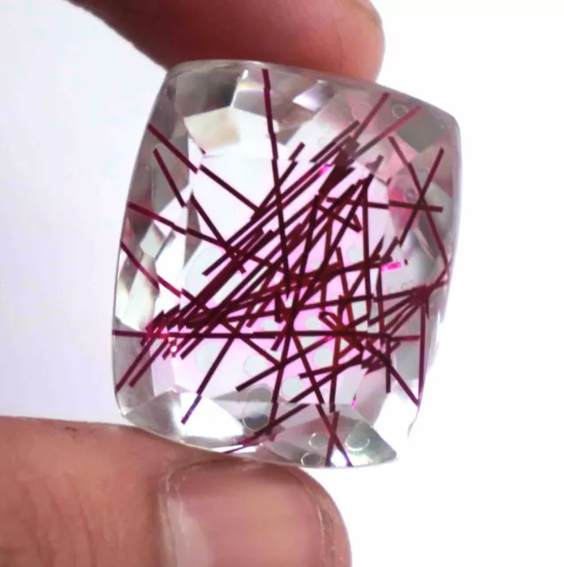 76.70 Carat Certifié Rose Rutile Quartz Desseré Gemme Un Temps Solde EN185
