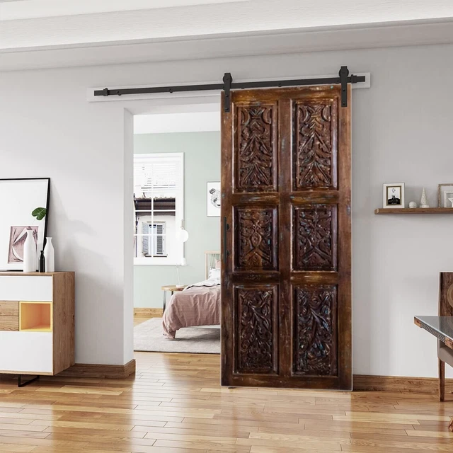 Vintage Wood Carved Barn Door, Floral Carved Doors, Single, Double, Sliding Door