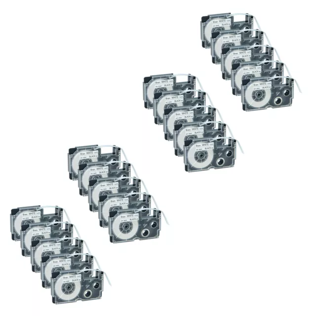 20PK 9mm Black on White Label Compatible with Casio XR-9WE KL-100 120 Tape 3/8"