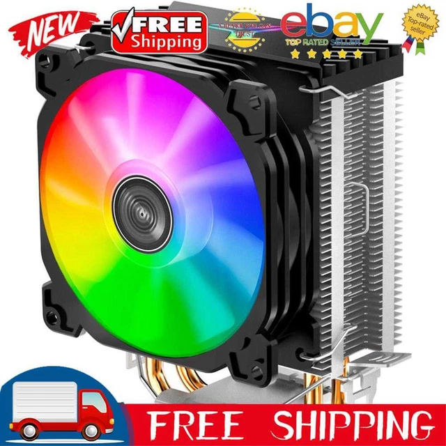JONSBO CR1200 CPU Cooler 2 Heat Pipe Tower RGB Rainbow 90mm Cooling Fan ...