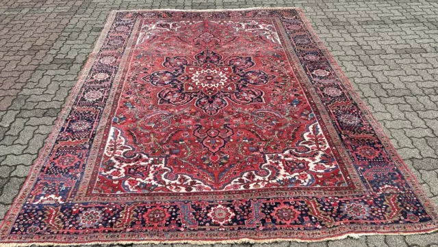Antiker Heriz Perserteppich 360x250vm Handgeknüpft Rug Carpet Heris