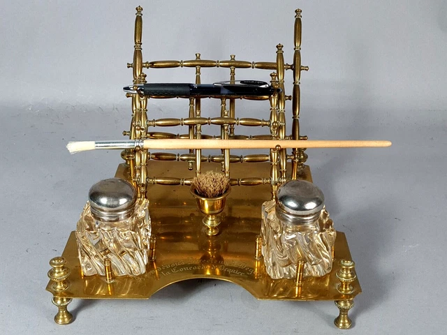 Ancien Porte-lettres En Cristal Du 19ème Siècle Avec Décor Or - Mesures 16 X 4.8 X 8.7 Cm