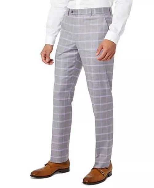 Sean John Mens Classic-Fit Patterned Suit Pants Grey 40 x 30