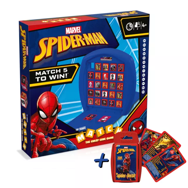Winning Moves Match Spiderman + Haut Trumps Jeux de Dés Jeu pour Enfants Cartes