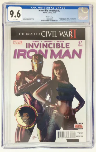 Invincible Iron Man 7 3rd Print CGC 9.6 1st Cameo Of Riri Williams Marvel 2016