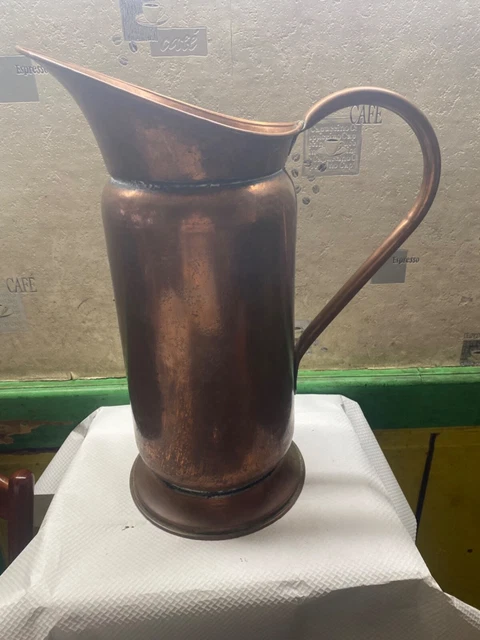 Cruche-Pichet Vase Soliflore En Cuivre Vintage Avec Anse - Fabrication Française