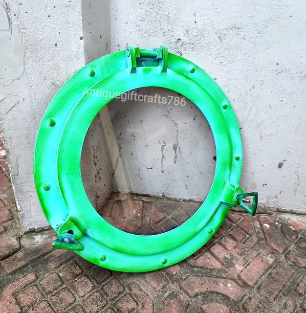 Green Patina Finish Porthole Nautical Maritime Ship Boat Wall Window Home Decor