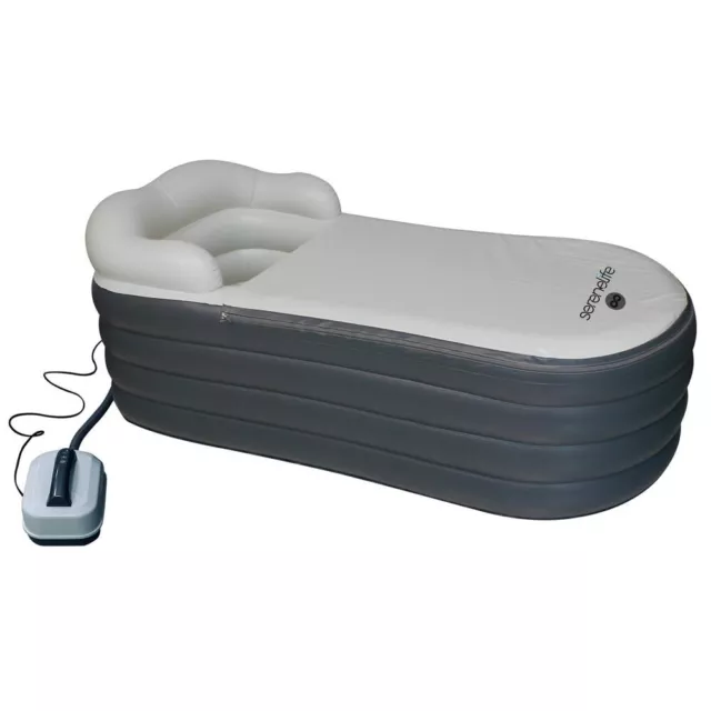 SereneLife Inflatable Bathtub with Bubble Massage Mat