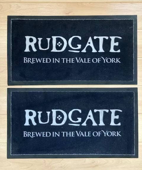 2 x RUDGATE BREWERY RUBBER BAR RUNNER BEER DRIP MATS OLDER DESIGN USED CONDITION