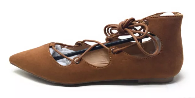 Call it Spring Womens Hebble Ballet Flat Shoes Cognac Bronze Lace Up Size 7 US