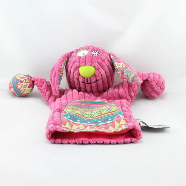 Doudou marionnette chien lapin rose motifs GLOBE TROTOYS CORA - 18448