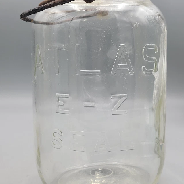 VINTAGE ATLAS EZ Seal & Glass Lid & Bail Canning Jar Glass Jar Vintage