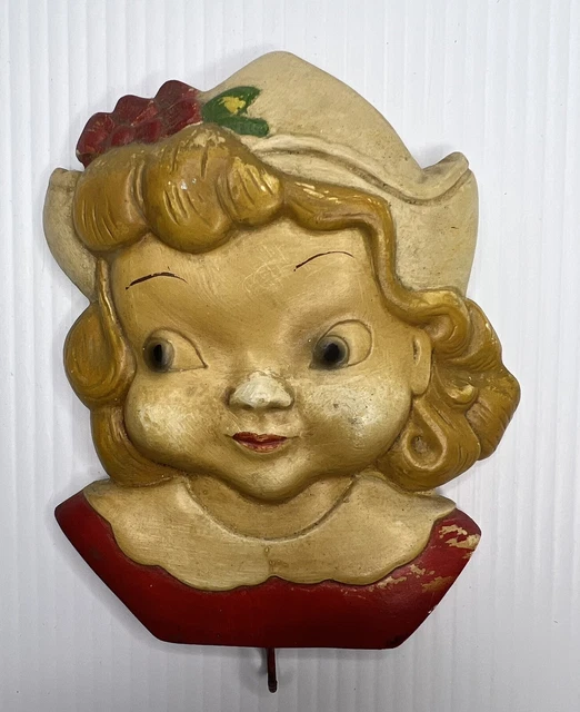 Vintage Dutch Girl In Hat Chalkware Pot Holder