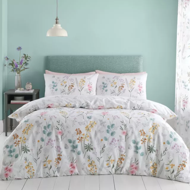 Catherine Lansfield Floral Meadow Duvet Cover Double Quilt Bedding Set Emilia