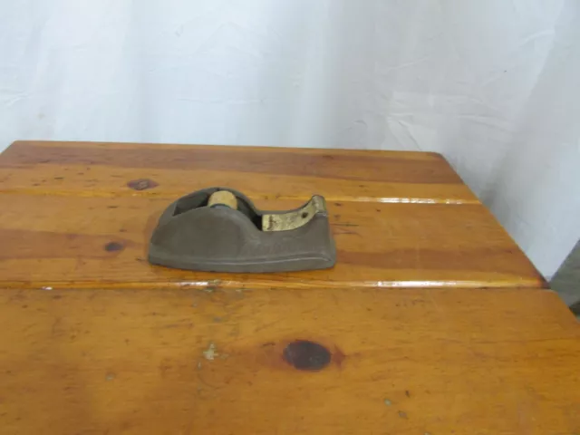 PERMACEL Cast Metal TAPE DISPENSER Desktop Brown Finish Mid Century Modern