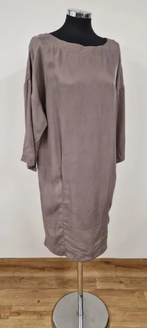 Toast taupe tunic dress size 12 scoop neck beige PLS READ pure cupro 3/4 sleeve
