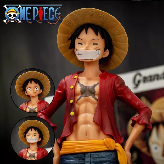 Figurine Monkey D. Luffy One Piece de 27 cm ! 2 Têtes inclus Enfants et Adultes