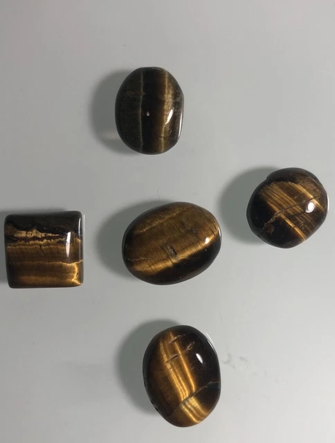 5 pc Natural Tiger Eyr Oval cut Cabochon Gemstone Tiger Eye 47 TCW (total Carat)