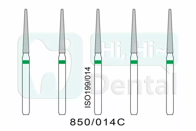 Dental Diamond Burs FG Round End Taper 850/014C Coarse Grit High Speed 10Pcs