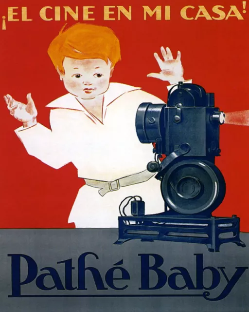 Poster Cinema At Home Movie Projector Pathe Baby Film Vintage Repro Free S/H