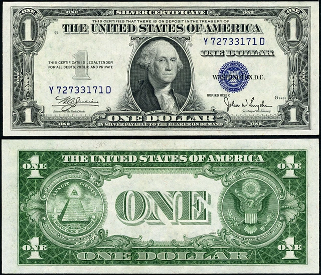 FR. 1612 $1 1935-C Silver Certificate Y-D Block Gem CU